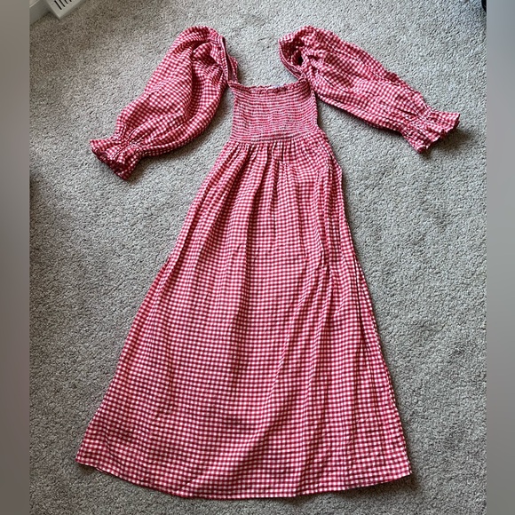 Sleeper 100% Linen Atlanta Red Gingham dress - Picture 4 of 9